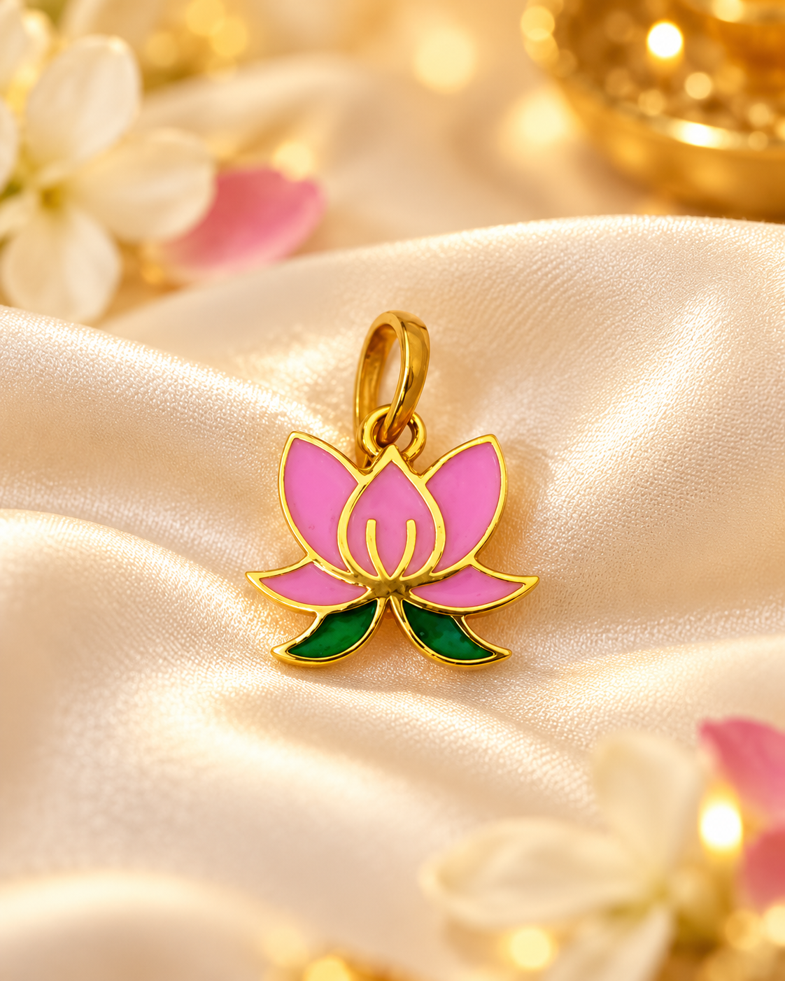 Golden Lotus Pendant on Silk