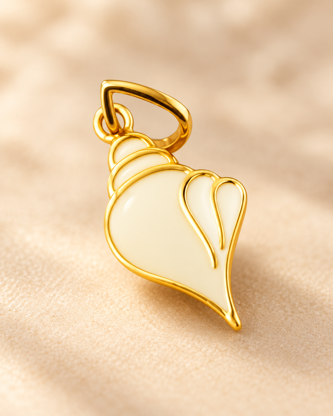 Ivory and Gold Conch Shell Pendant